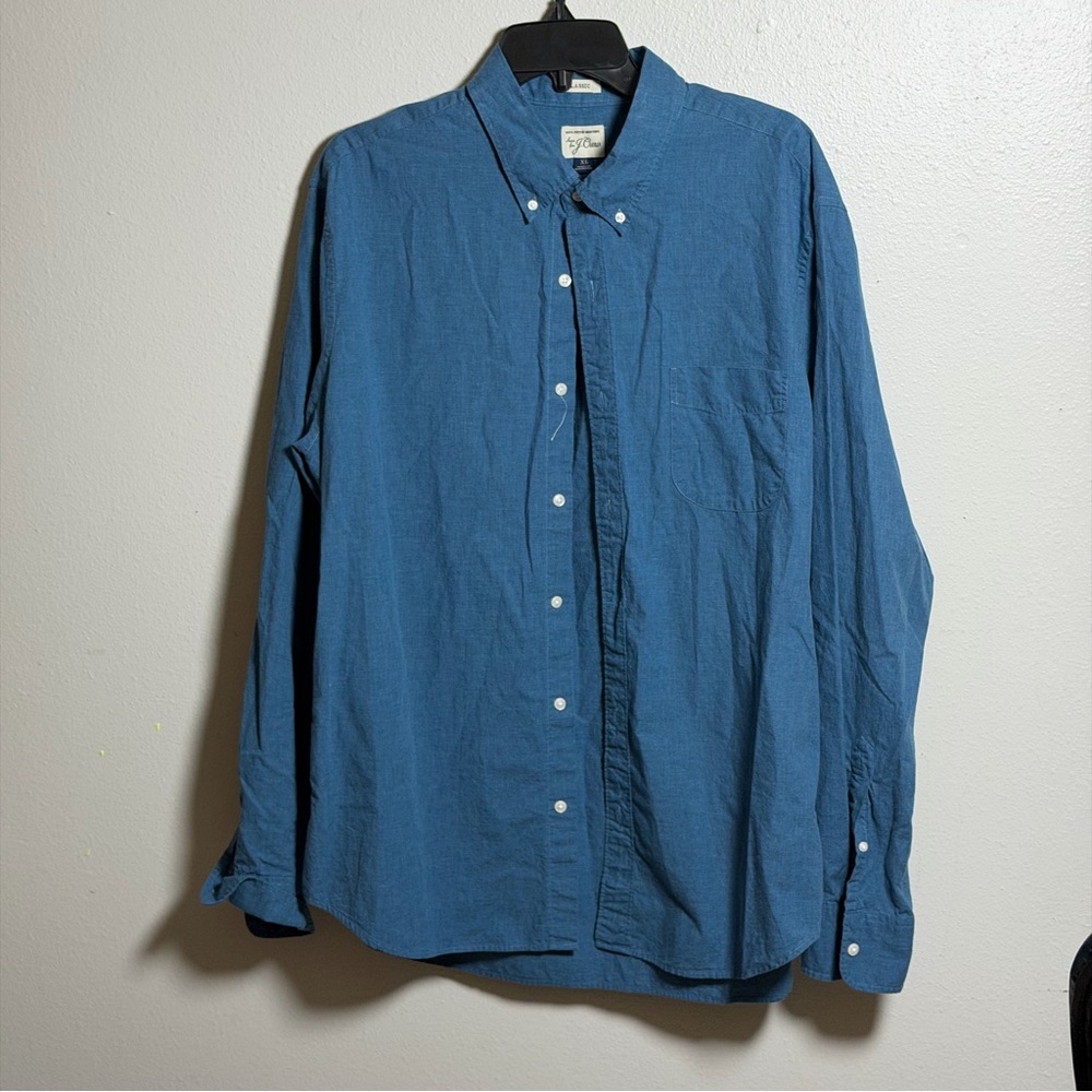 J.‎ Crew Men Classic Preppy Party Casual Blue Button-Down Shirt Long Sleeve XL